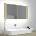 vidaXL, vidaXL LED-Bad-Spiegelschrank Sonoma-Eiche 90x12x45 cm