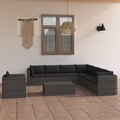 vidaXL, vidaXL 9-tlg. Garten-Lounge-Set mit Kissen Poly Rattan Grau