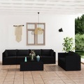 vidaXL, vidaXL 7-tlg. Garten-Lounge-Set mit Kissen Poly Rattan Schwarz