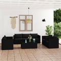 vidaXL, vidaXL 9-tlg. Garten-Lounge-Set mit Kissen Poly Rattan Schwarz