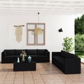 vidaXL, vidaXL 9-tlg. Garten-Lounge-Set mit Kissen Poly Rattan Schwarz