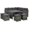 vidaXL, vidaXL 6-tlg. Garten-Lounge-Set mit Auflagen Poly Rattan Grau