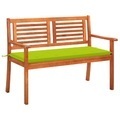 vidaXL, vidaXL 2-Sitzer-Gartenbank mit Auflage 120 cm Massivholz Eukalyptus