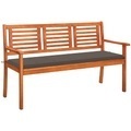 vidaXL, vidaXL 3-Sitzer-Gartenbank mit Auflage 150 cm Massivholz Eukalyptus