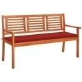 vidaXL, vidaXL 3-Sitzer-Gartenbank mit Auflage 150 cm Massivholz Eukalyptus