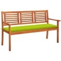 vidaXL, vidaXL 3-Sitzer-Gartenbank mit Auflage 150 cm Massivholz Eukalyptus