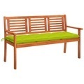 vidaXL, vidaXL 3-Sitzer-Gartenbank mit Auflage 150 cm Massivholz Eukalyptus