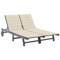vidaXL, vidaXL 2-Personen-Sonnenliege mit Auflage Grau Akazie Massivholz