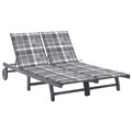 vidaXL, vidaXL 2-Personen-Sonnenliege mit Auflage Grau Akazie Massivholz