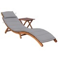 vidaXL, vidaXL Sonnenliege mit Tisch und Auflage Massivholz Akazie