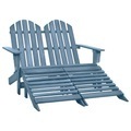 vidaXL, vidaXL 2-Sitzer Adirondack-Gartenbank mit Fußstütze Tannenholz Blau
