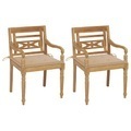 vidaXL, vidaXL Batavia-Stühle 2 Stk. mit Beigen Kissen Teak Massivholz