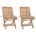 vidaXL, vidaXL Gartenstühle 2 Stk. mit Beige Kissen Massivholz Teak