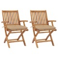 vidaXL, vidaXL Gartenstühle 2 Stk. mit Beige Kissen Massivholz Teak