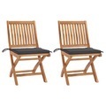vidaXL, vidaXL Gartenstühle 2 Stk. mit Anthrazit Kissen Massivholz Teak