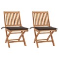 vidaXL, vidaXL Gartenstühle 2 Stk. mit Taupe Kissen Teak Massivholz