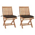 vidaXL, vidaXL Gartenstühle 2 Stk. mit Taupe Kissen Massivholz Teak