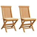 vidaXL, vidaXL Gartenstühle mit Cremeweißen Kissen 2 Stk. Massivholz Teak