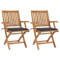 vidaXL, vidaXL Gartenstühle 2 Stk. mit Anthrazit Kissen Massivholz Teak