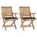 vidaXL, vidaXL Gartenstühle 2 Stk. mit Taupe Kissen Teak Massivholz