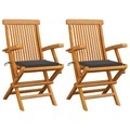 vidaXL, vidaXL Gartenstühle mit Anthrazit Kissen 2 Stk. Massivholz Teak