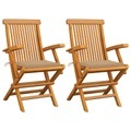 vidaXL, vidaXL Gartenstühle mit Beige Kissen 2 Stk. Massivholz Teak