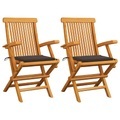 vidaXL, vidaXL Gartenstühle mit Taupe Kissen 2 Stk. Massivholz Teak