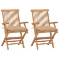 vidaXL, vidaXL Gartenstühle mit Beigen Kissen 2 Stk. Massivholz Teak