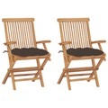 vidaXL, vidaXL Gartenstühle mit Taupe Kissen 2 Stk. Massivholz Teak