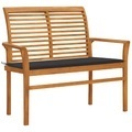 vidaXL, vidaXL Gartenbank mit Anthrazit Auflage 112 cm Massivholz Teak