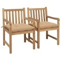 vidaXL, vidaXL Gartenstühle 2 Stk. mit Beige Kissen Massivholz Teak