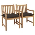vidaXL, vidaXL Gartenstühle 2 Stk. mit Taupe Kissen Massivholz Teak