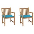 vidaXL, vidaXL Gartenstühle 2 Stk. mit Blauen Kissen Massivholz Teak