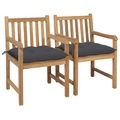 vidaXL, vidaXL Gartenstühle 2 Stk. mit Anthrazit Kissen Massivholz Teak