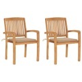 vidaXL, vidaXL Gartenstühle 2 Stk. mit Beige Kissen Massivholz Teak