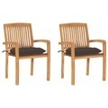 vidaXL, vidaXL Gartenstühle 2 Stk. mit Taupe Kissen Massivholz Teak