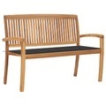 vidaXL, vidaXL Stapelbare Gartenbank mit Auflage 128,5 cm Massivholz Teak