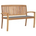 vidaXL, vidaXL Stapelbare Gartenbank mit Auflage 128,5 cm Massivholz Teak