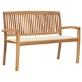 vidaXL, vidaXL Stapelbare Gartenbank mit Auflage 128,5 cm Massivholz Teak