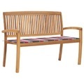 vidaXL, vidaXL Stapelbare Gartenbank mit Auflage 128,5 cm Massivholz Teak