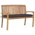 vidaXL, vidaXL Stapelbare Gartenbank mit Auflage 128,5 cm Massivholz Teak