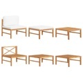 vidaXL, vidaXL 3-tlg. Garten-Lounge-Set mit Creme Kissen Teakholz