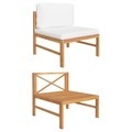 vidaXL, vidaXL Mittelsofa mit Creme Kissen Teak Massivholz