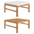 vidaXL, vidaXL Fußhocker mit Creme Kissen Massivholz Teak