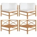 vidaXL, vidaXL Ecksofas 2 Stk. mit Creme Kissen Massivholz Teak