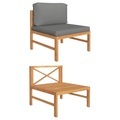 vidaXL, vidaXL Mittelsofa mit Dunkelgrauen Kissen Massivholz Teak