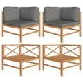 vidaXL, vidaXL Ecksofa 2 Stk. mit Dunkelgrauen Kissen Massivholz Teak