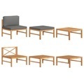 vidaXL, vidaXL 3-tlg. Garten-Lounge-Set mit Dunkelgrauen Kissen Teakholz