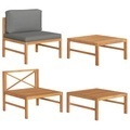 vidaXL, vidaXL 2-tlg. Garten-Lounge-Set mit Dunkelgrauen Kissen Teakholz