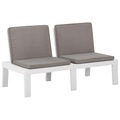 vidaXL, vidaXL Garten-Lounge-Bank mit Auflagen Kunststoff Weiß